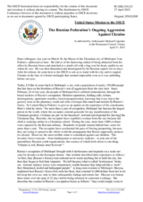 Statement by the Delegation of the United States of America on the Russian Federation’s ongoing aggression against Ukraine