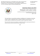 Statement by the Delegation of the United States of America on the checkpoint on the Lachin corridor