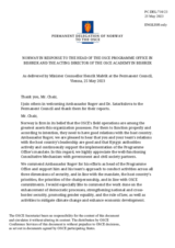 Statement by the Delegation of Norway in response to the report by the Head of the OSCE Programme Office in Bishkek, Ambassador Alexey Rogov, and the Interim Director of the OSCE Academy in Bishkek, Dr. Indira Satarkulova