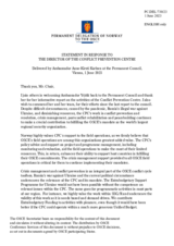 Statement by the Delegation of Norway in response to the report by the Director of the Conflict Prevention Centre, Ambassador Tuula Yrjölä