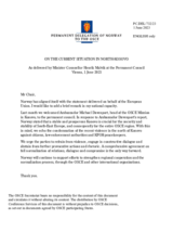 Statement by the Delegation of Norway on recent developments in the north of Kosovo