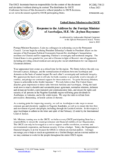Statement by the Delegation of the United States of America in response to the address by the Minister of Foreign Affairs of Azerbaijan, H.E. Mr. Jeyhun Bayramov