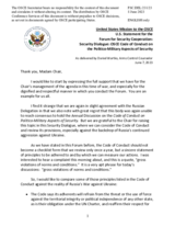Statement by the Delegation of the United States of America on the OSCE Code of Conduct on Politico-Military Aspects of Security