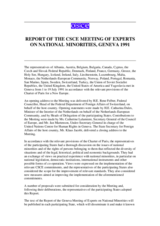 Report of the CSCE Meeting of Experts on National Minorities, Geneva