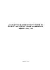 Доклад совещания экспертов СБСЕ по вопросам национальных меньшинств, Женева, 1991 год