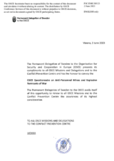 Response by the Delegation of Sweden to the Questionnaire on Anti-Personnel Mines and Explosive Remnants of War