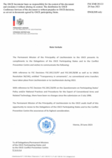 Response by the Delegation of Liechtenstein to the Questionnaire on Participating States’ Policy and/or National Practices and Procedures for the Export of Conventional Arms and Related Technology Response by the Delegation of Liechtenstein to the Questionnaire on Participating States’ Policy and/or National Practices and Procedures for the Export of Conventional Arms and Related Technology
