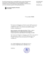 Response by the Delegation of Sweden to the Questionnaire on Participating States’ Policy and/or National Practices and Procedures for the Export of Conventional Arms and Related Technology