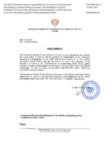 Response by the Delegation of Cyprus to the Questionnaire on Participating States’ Policy and/or National Practices and Procedures for the Export of Conventional Arms and Related Technology