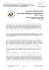 Statement by the Delegation of the United States of America on the Russian Federation’s ongoing aggression against Ukraine