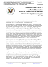 Statement by the Delegation of the United States of America on the World Day against Trafficking in Persons, to be observed on 30 July 2023