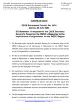Statement by the Spanish EU Presidency in response to the Secretary General’s Thematic Report “Response to the implications of Afghanistan for the OSCE region: 17 July 2023 update”