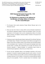 Statement by the Spanish EU Presidency in response to the address by the Minister of Foreign Affairs of Armenia, H.E. Mr. Ararat Mirzoyan