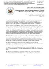 Statement by the Delegation of the United States of America in response to the address by the Minister of Foreign Affairs of Armenia, H.E. Mr. Ararat Mirzoyan