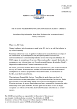 Statement by the Delegation of Norway on the Russian Federation’s ongoing aggression against Ukraine