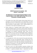 Statement by the Spanish EU Presidency in response to the presentation by the Secretary General of the Annual Progress Report on the Implementation of the 2004 Action Plan for the Promotion of Gender Equality