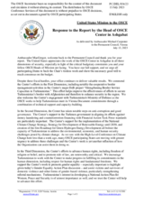 Statement by the Delegation of the United States of America in response to the report by the Head of the OSCE Centre in Ashgabat, Mr. John MacGregor