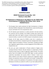 Statement by the Spanish EU Presidency in response to the report by the High Commissioner on National Minorities, Ambassador Kairat Abdrakhmanov