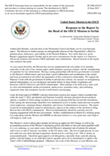 Statement by the Delegation of the United States of America in response to the report by the Head of the OSCE Mission to Serbia, Ambassador Jan Braathu