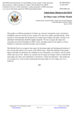 Statement by the Delegation of the United States of America in observance of Pride Month 2023