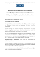 Remarks of the OSCE Secretary General Helga Maria Schmid at the Gender Equality and Women’s Empowerment Conference Remarks of the OSCE Secretary General Helga Maria Schmid at the Gender Equality and Women’s Empowerment Conference