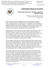 Statement by the Delegation of the United States of America on the Russian Federation’s ongoing aggression against Ukraine