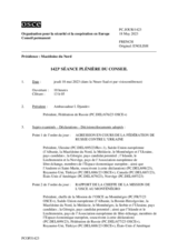 Journal de la 1423ème séance plénière du Conseil