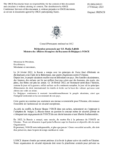 Déclaration prononcée par S.E. Hadja Lahbib Ministre des Affaires étrangères du Royaume de Belgique à l'OSCE