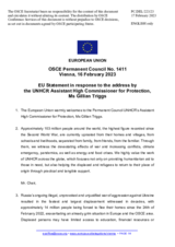 Statement by the Swedish EU Presidency in response to the address by the UNHCR Assistant High Commissioner for Protection, H.E. Ms. Gillian Triggs