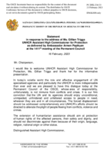 Statement by the Delegation of Armenia in response to the address by the UNHCR Assistant High Commissioner for Protection, H.E. Ms. Gillian Triggs