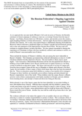 Statement by the Delegation of the United States of America on the Russian Federation’s ongoing aggression against Ukraine