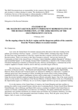 Statement by the Delegation of the Russian Federation on ongoing crimes by the Kiev regime and dangerous policies of the Western alliance to exacerbate tensions