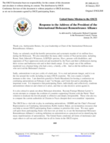 Statement by the Delegation of the United States of America in response to the address by the President of the International Holocaust Remembrance Alliance, Ambassador Ann Bernes