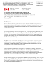 Statement by the Delegation of Canada in response to the address by the President of the International Holocaust Remembrance Alliance, Ambassador Ann Bernes