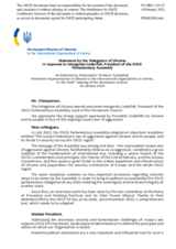 Statement by the Delegation of Ukraine in response to the address by the President of the OSCE Parliamentary Assembly, Ms. Margareta Cederfelt