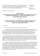 Statement by the Delegation of the Russian Federation in response to the address by the Chair of the Committee of Ministers of the Council of Europe, Minister for Foreign Affairs of Iceland, H.E. Ms. Thórdís Kolbrún Reykfjörd Gylfadóttir