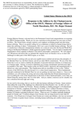 Statement by the Delegation of the United States of America in response to the address by the Chairman-in-Office of the OSCE, Minister of Foreign Affairs of North Macedonia, H.E. Mr. Bujar Osmani