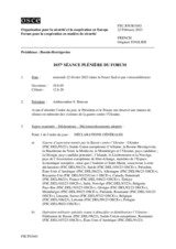 Journal de la 1037ème séance plénière du Forum