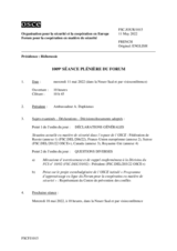 Journal de la 1009ème séance plénière du Forum