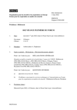Journal de la 1012ème séance plénière du Forum
