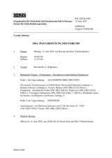 Journal der 1014. Plenarsitzung des Forums