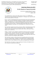 Statement by the Delegation of the United States of America on the situation in Nagorno-Karabakh