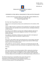 Statement by the Delegation of Norway on critical challenges to the OSCE functionality