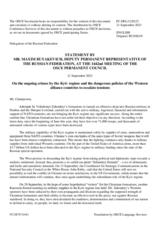 Statement by the Delegation of the Russian Federation on ongoing crimes by the Kiev regime and dangerous policies of the Western alliance to exacerbate tensions