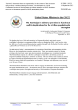 Statement by the Delegation of the United States of America on Azerbaijan’s military operation in Karabakh and its implications for the civilian population in the region