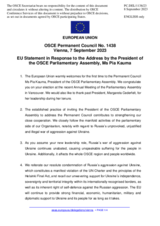 Statement by the Spanish EU Presidency in response to the address by the President of the OSCE Parliamentary Assembly, Ms Pia Kauma
