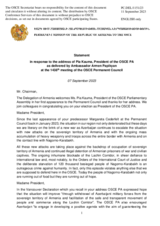 Statement by the Delegation of Armenia in response to the address by the President of the OSCE Parliamentary Assembly, Ms Pia Kauma