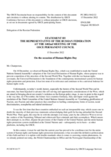 Statement by the Delegation of the Russian Federation on the International Human Rights Day, observed on 10 December 2022