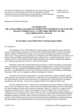 Statement by the Delegation of the Russian Federation on the failure of the Polish OSCE Chairmanship-in-Office