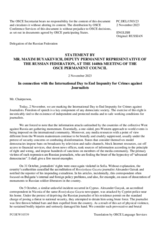 Statement by the Delegation of the Russian Federation on the International Day to End Impunity for Crimes against Journalists, observed on 2 November 2023